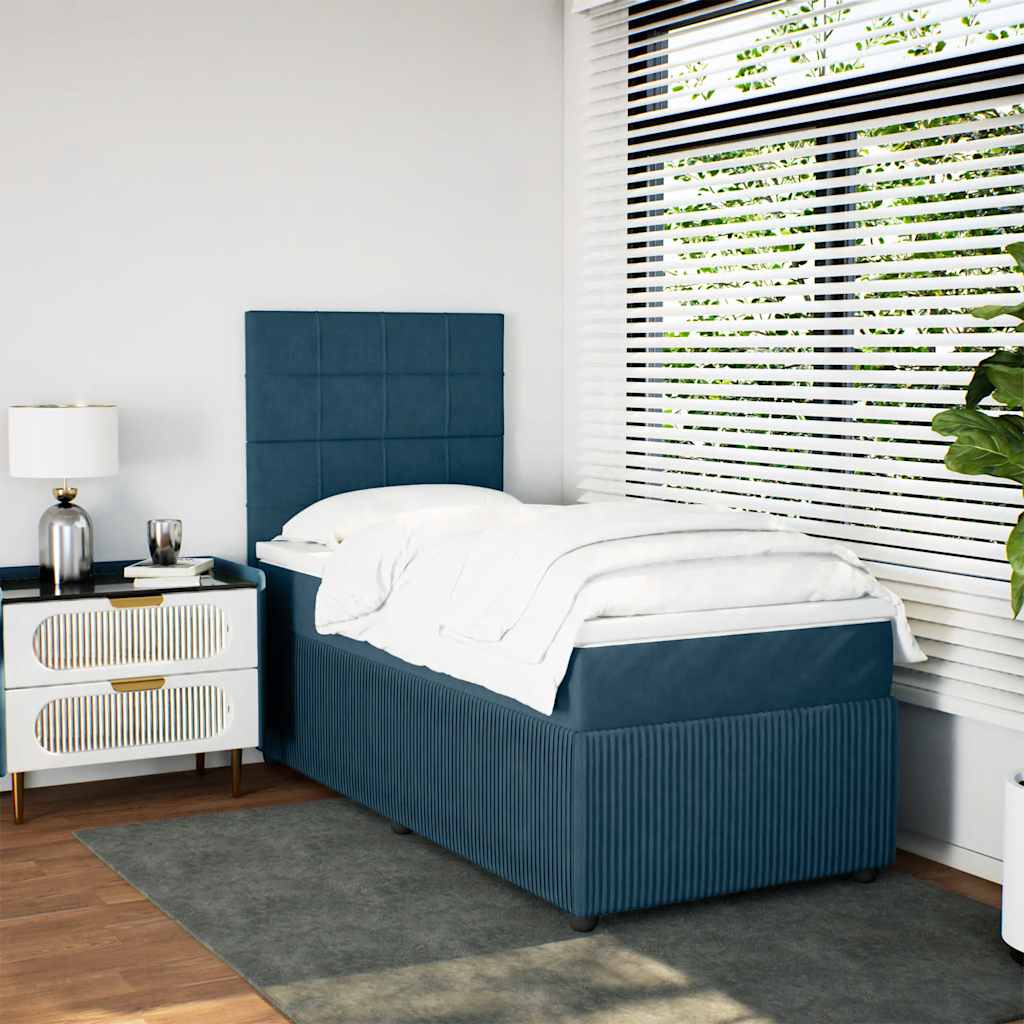 Cama boxspring com colchão 80x200 cm veludo azul