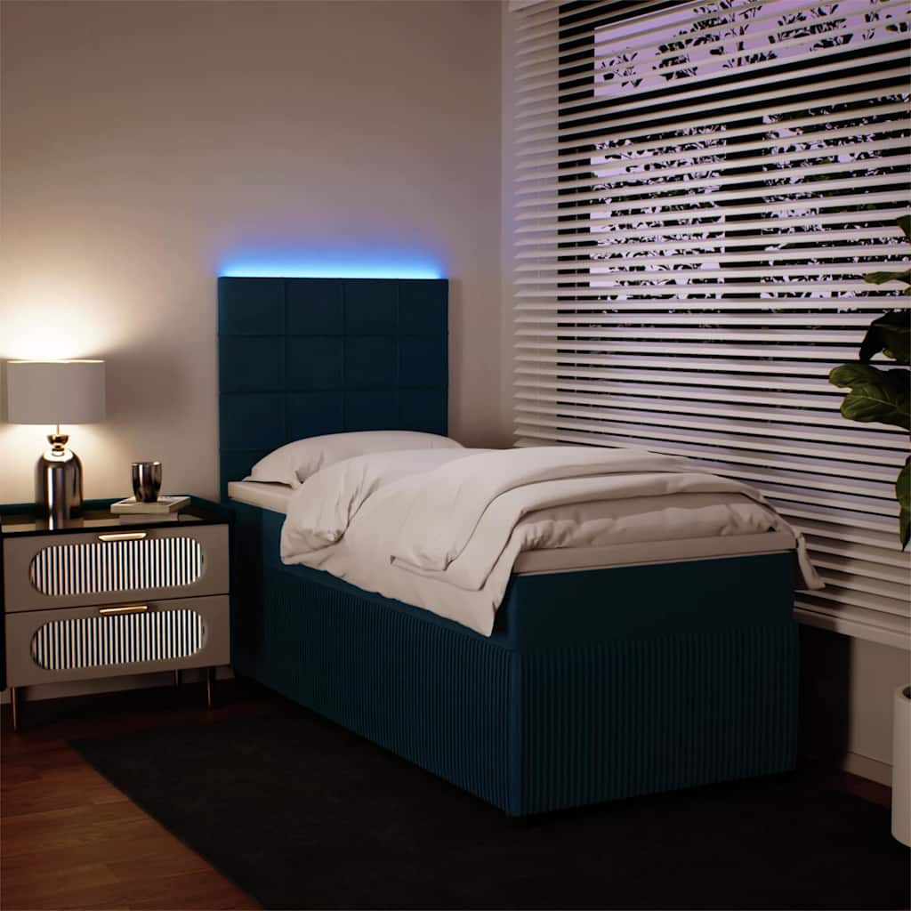 Cama boxspring com colchão 80x200 cm veludo azul