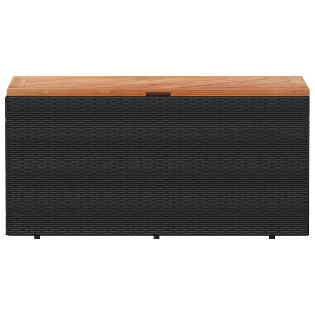 Caixa arrumação jardim 110x50x54 cm vime PE/acácia maciça preto