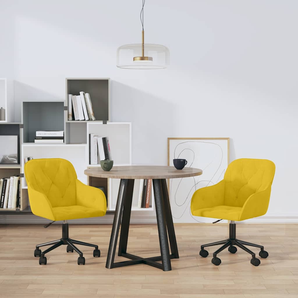 Cadeiras de jantar giratórias 2 pcs veludo amarelo