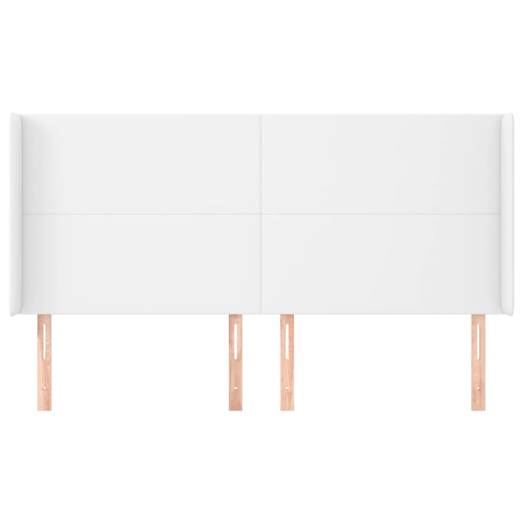 Cabeceira cama c/ abas couro artificial 183x23x118/128cm branco