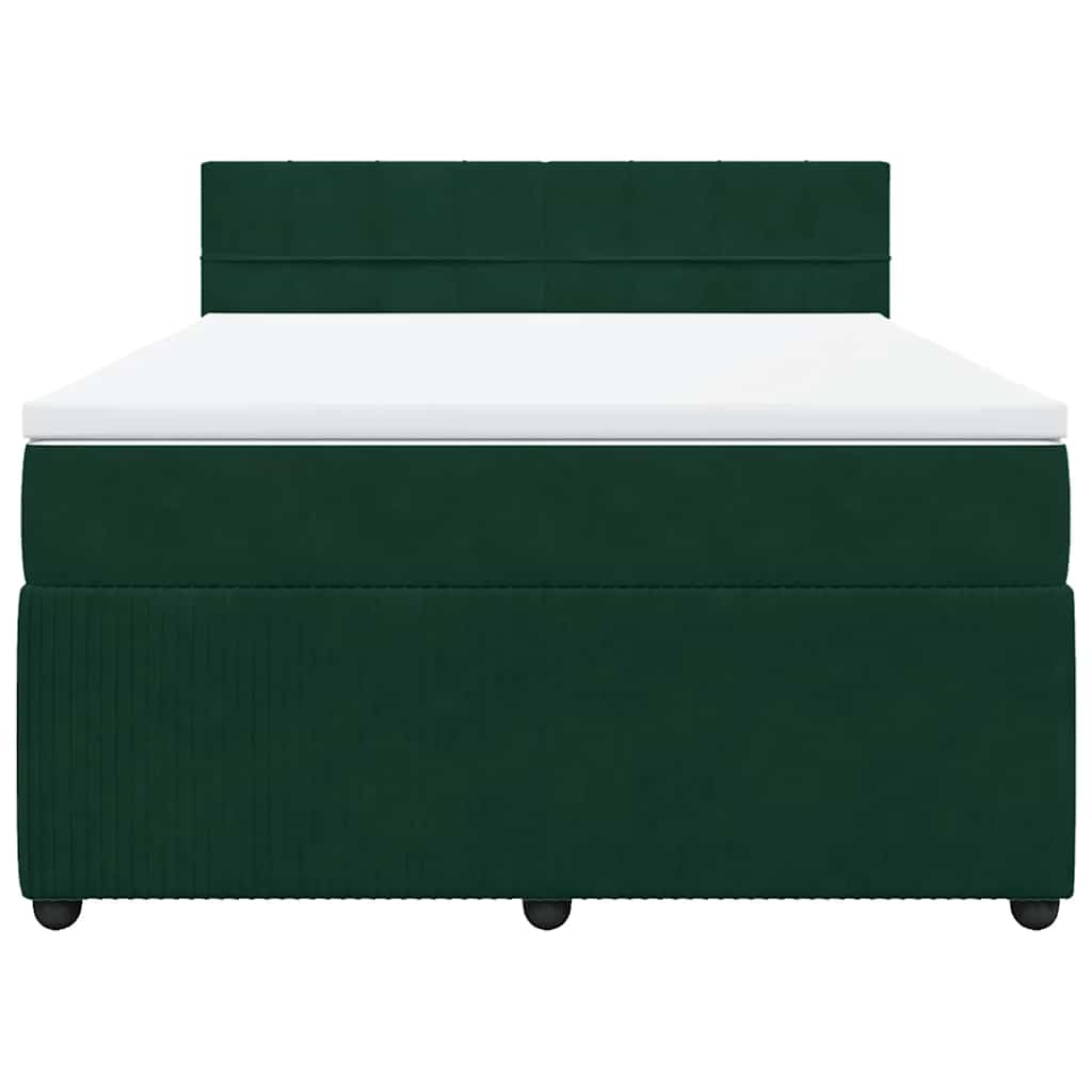 Cama com molas/colchão 160x200 cm veludo verde-escuro