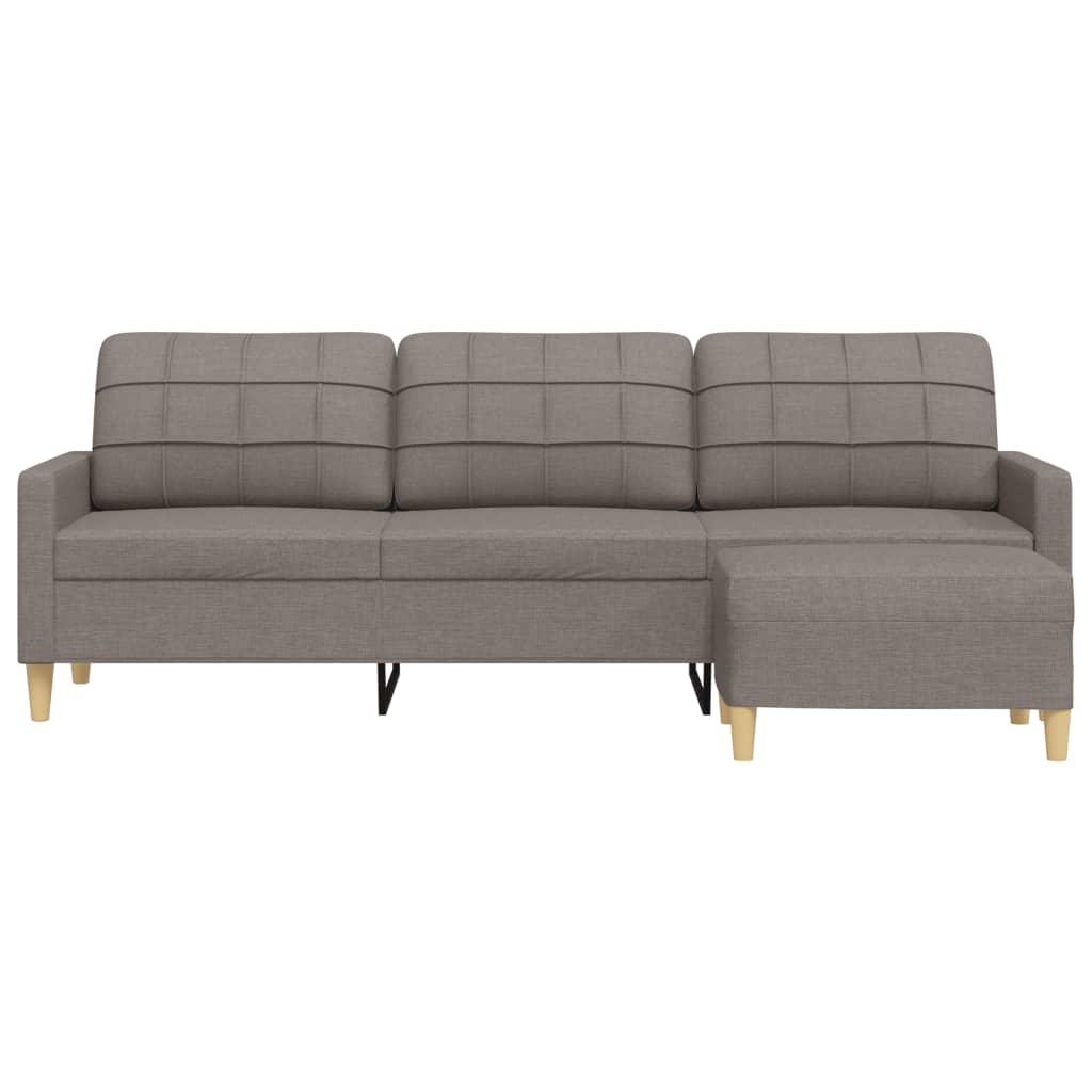 Sofá de 3 lugares + apoio de pés 210cm tecido cinza-acastanhado