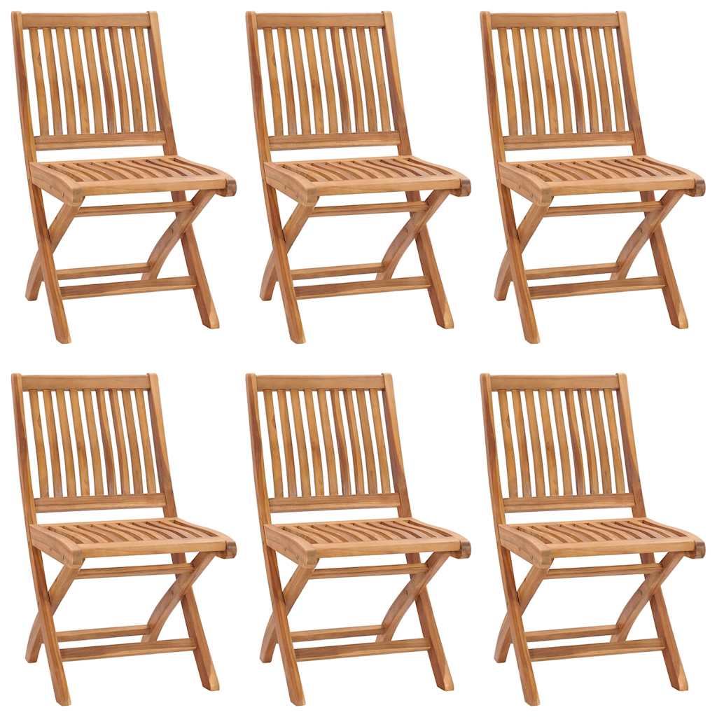 Cadeiras de jardim dobráveis c/ almofadões 6 pcs teca maciça