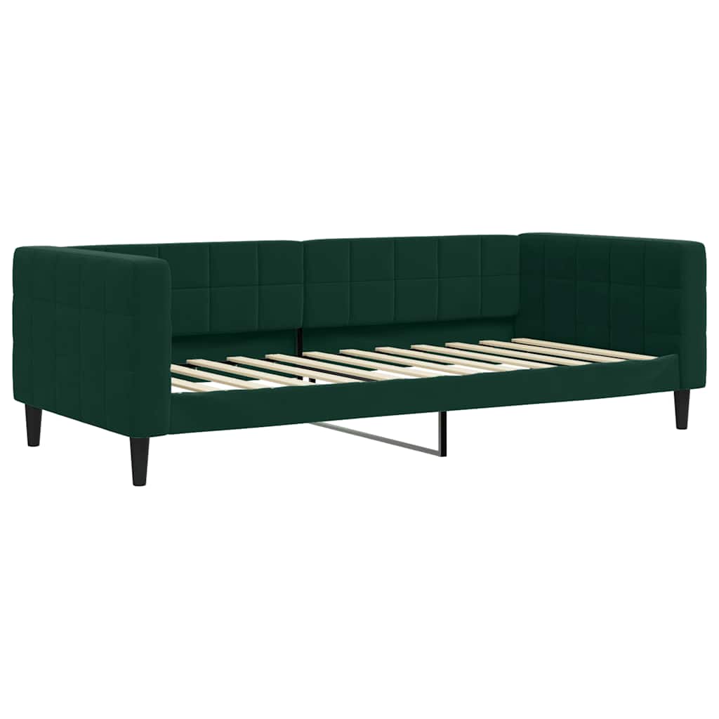 Sofá-cama com colchão 90x200 cm veludo verde-escuro