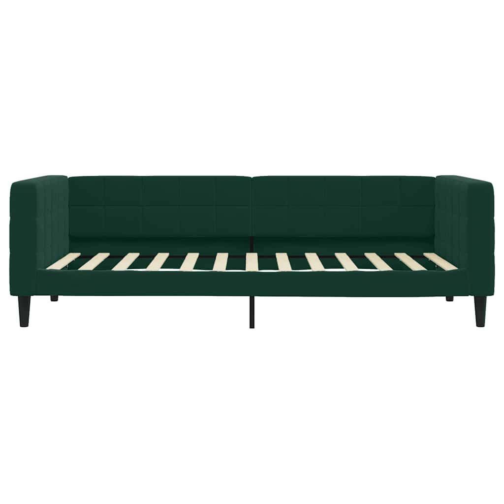 Sofá-cama com colchão 90x200 cm veludo verde-escuro