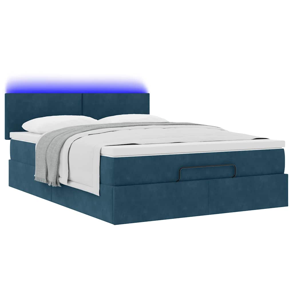 Estrutura de cama otomana com colchão 140x190cm azul escuro