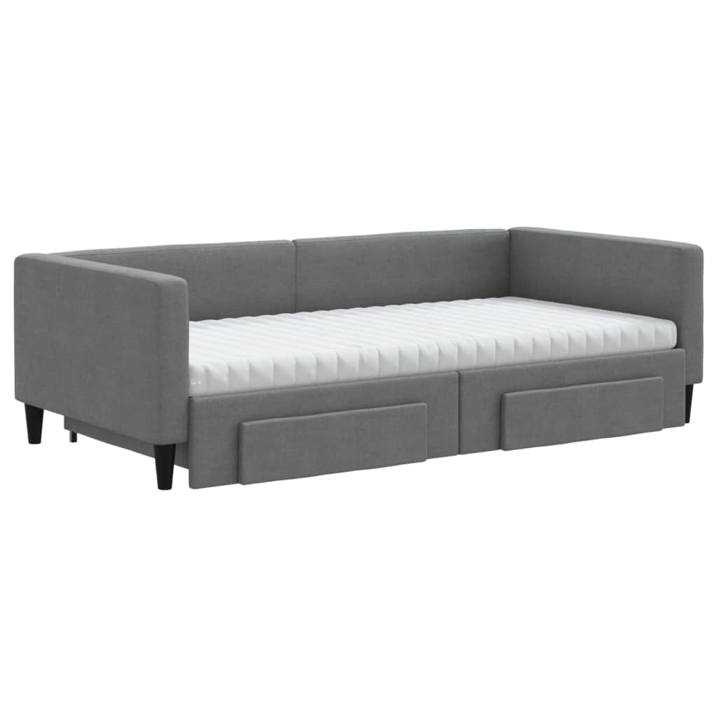 Sofá-cama c/ gavetão/gavetas 100x200 cm tecido cinzento-escuro