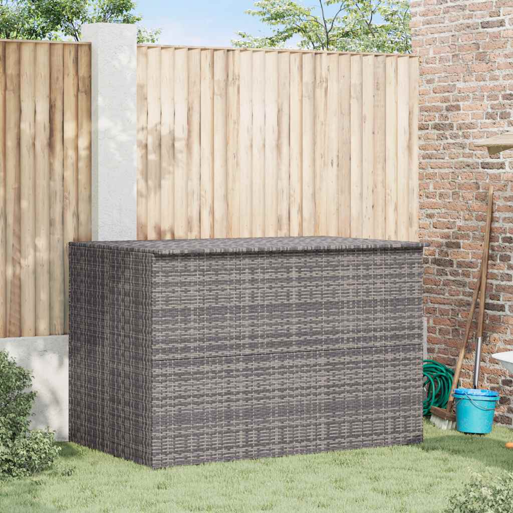 Caixa de arrumação para jardim 150x100x100 cm vime PE cinzento