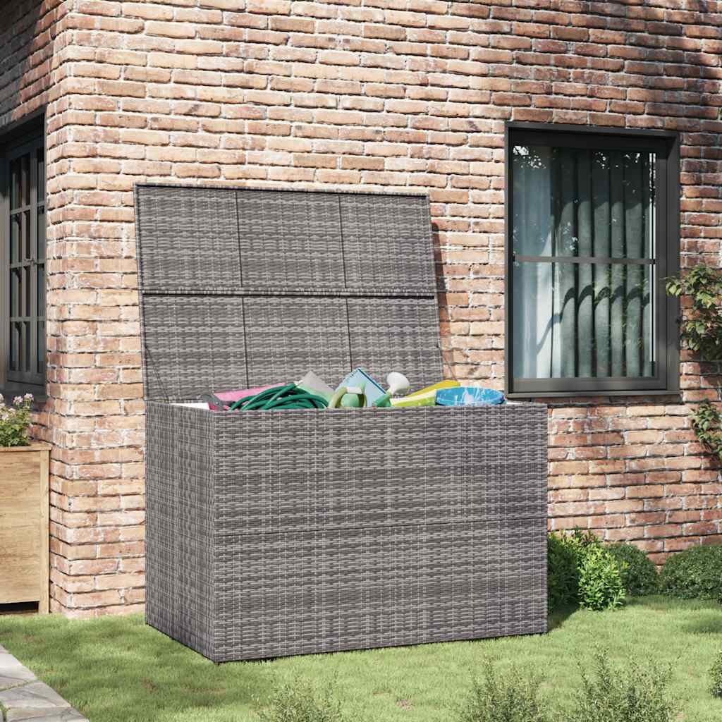 Caixa de arrumação para jardim 150x100x100 cm vime PE cinzento