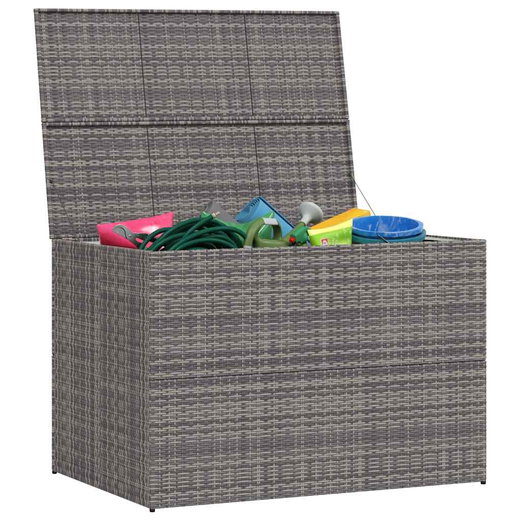 Caixa de arrumação para jardim 150x100x100 cm vime PE cinzento