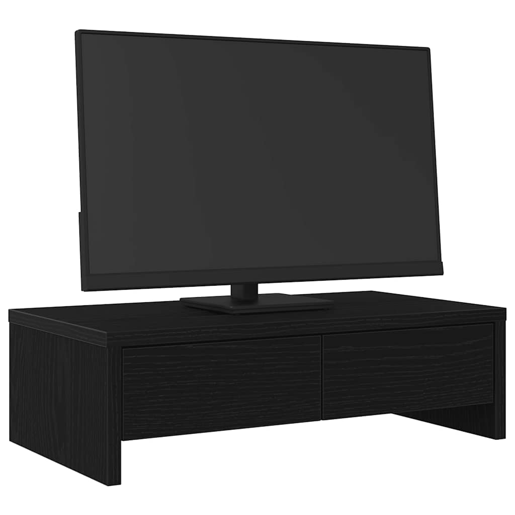Suporte para monitor com gavetas deriv. madeira carvalho preto