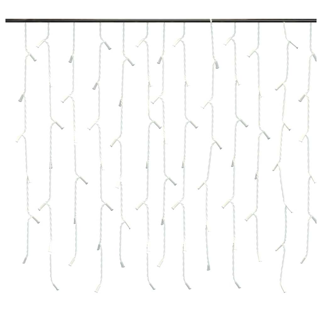 Cortina luzes pingente gelo 10m 400 LED 8 funções branco frio