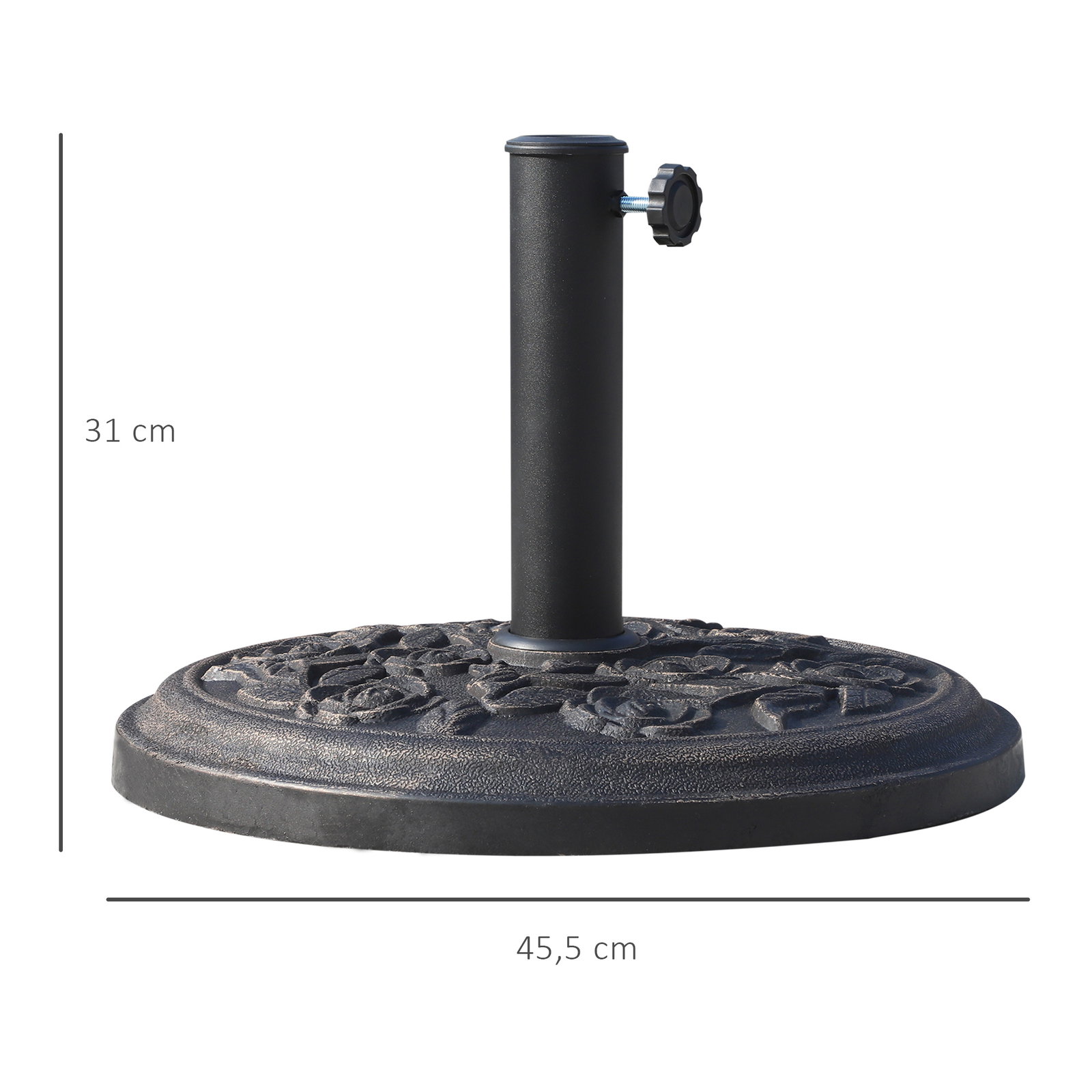Base para chapéu de sol suporte para chapéu de sol para mastros de 38mm e 48mm para jardim exterior ø45,5x32cm preto e bronze