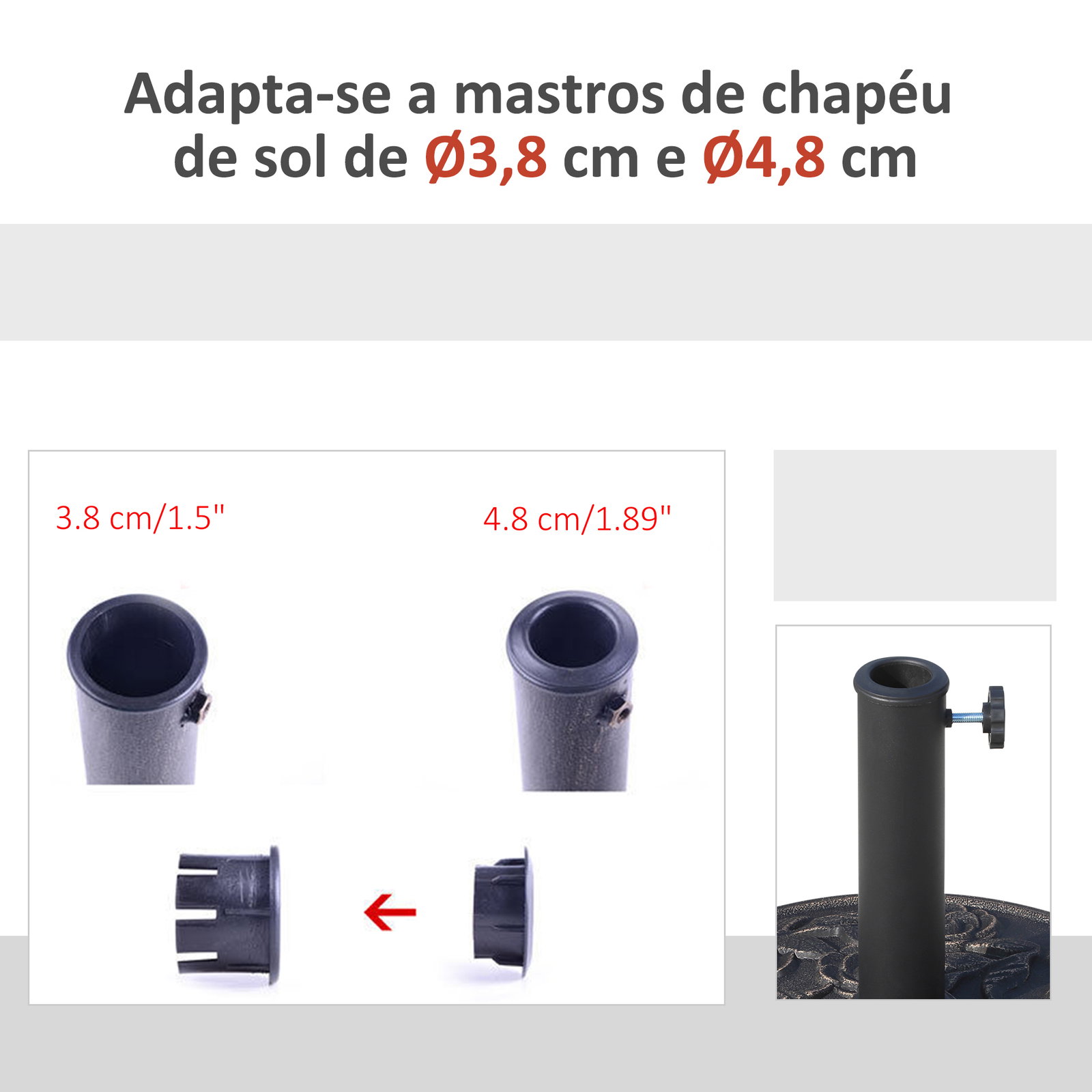 Base para chapéu de sol suporte para chapéu de sol para mastros de 38mm e 48mm para jardim exterior ø45,5x32cm preto e bronze