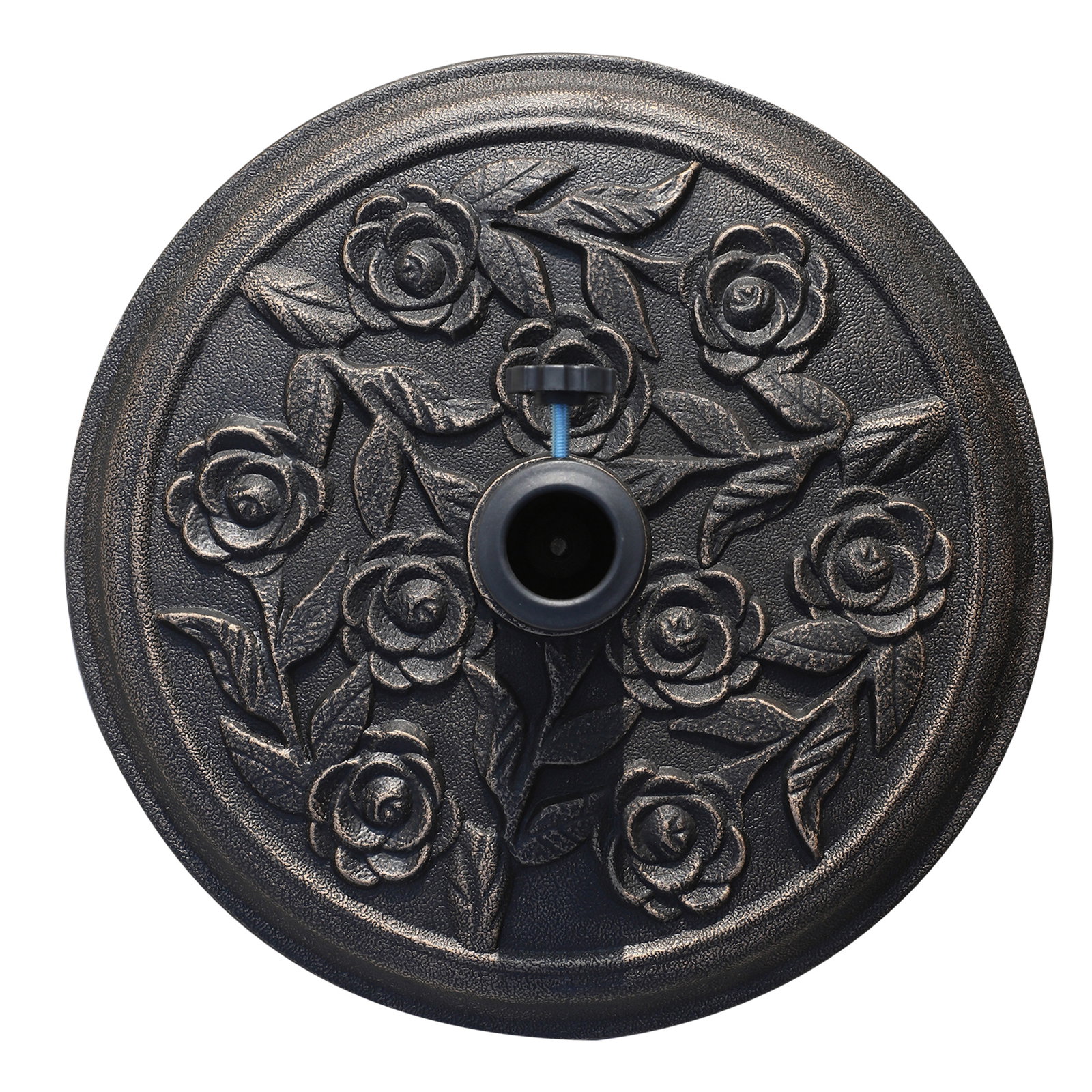 Base para chapéu de sol suporte para chapéu de sol para mastros de 38mm e 48mm para jardim exterior ø45,5x32cm preto e bronze