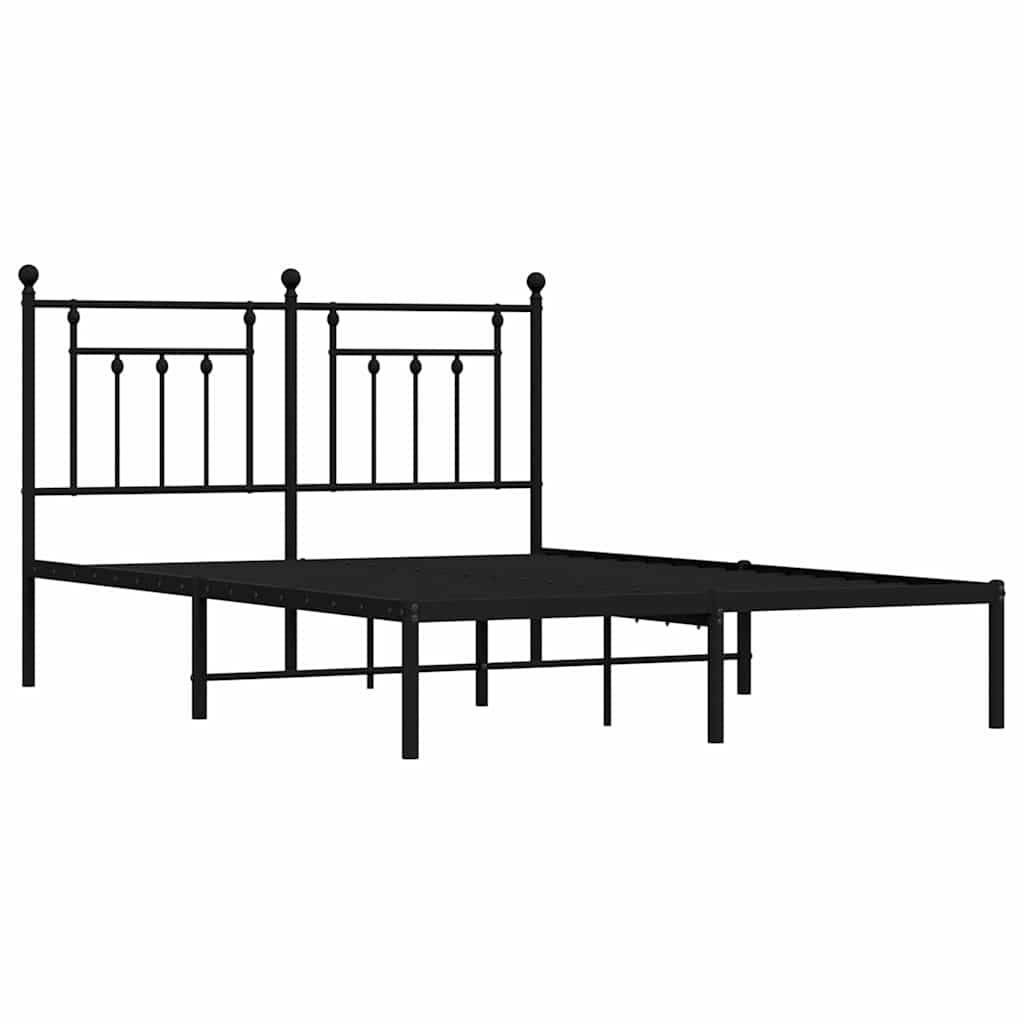 Estrutura de cama com cabeceira 140x190 cm metal preto