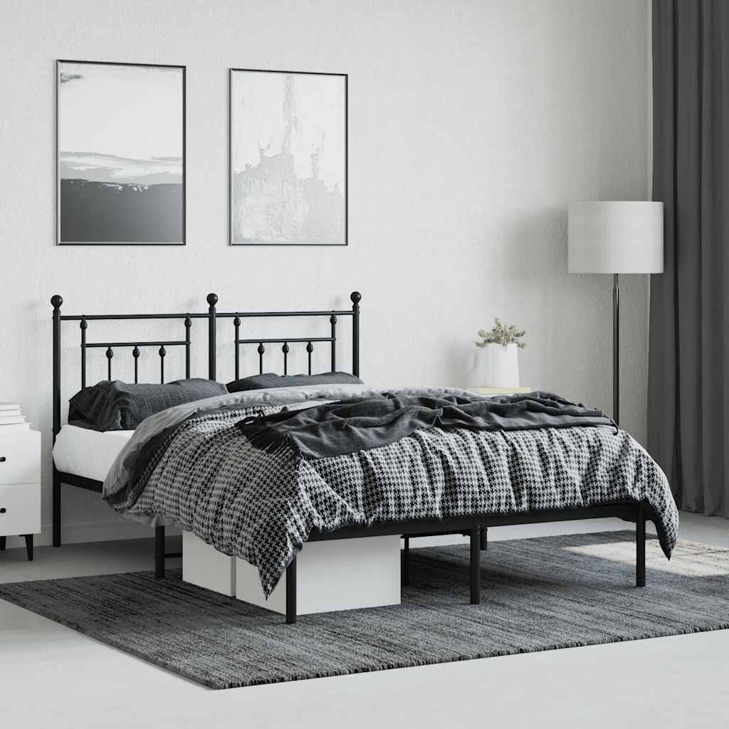 Estrutura de cama com cabeceira 140x190 cm metal preto