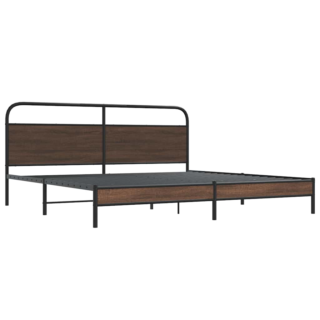 Estrutura cama sem colchão 180x200 cm metal carvalho castanho