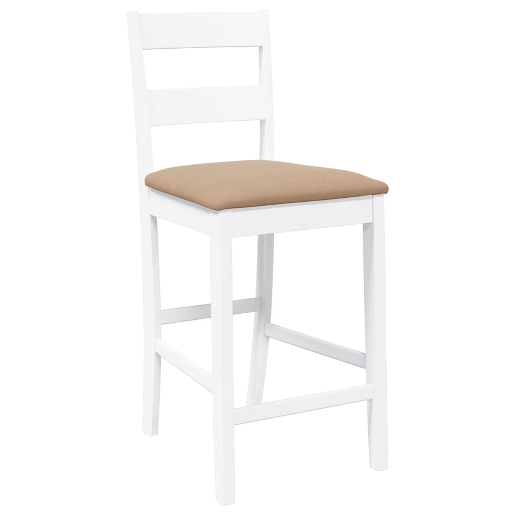 Bancos de bar com almofadões 2pcs madeira de seringueira maciça
