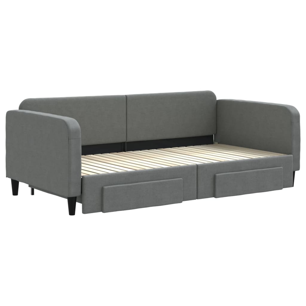 Sofá-cama c/ gavetão/gavetas 100x200 cm tecido cinzento-escuro