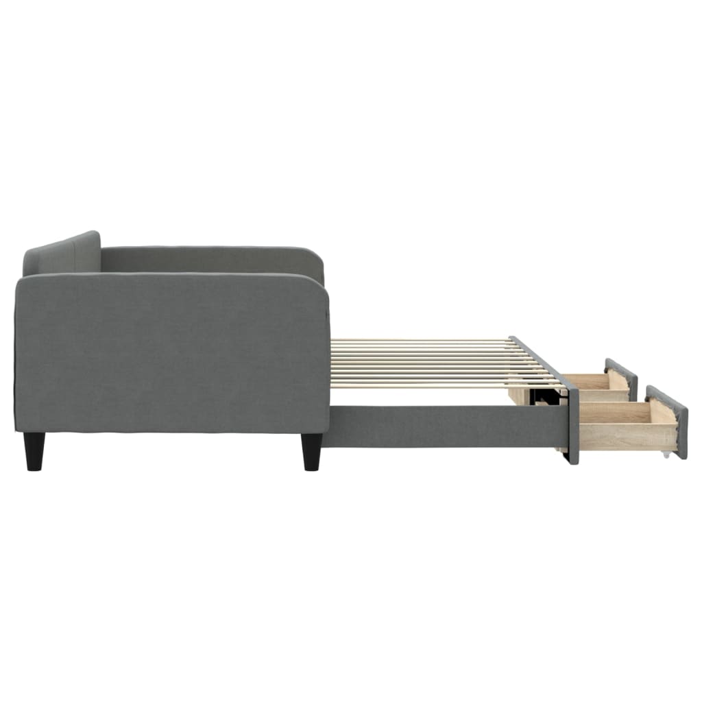 Sofá-cama c/ gavetão/gavetas 100x200 cm tecido cinzento-escuro