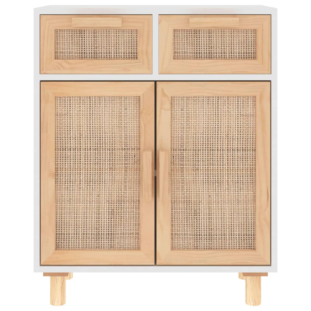 Aparador 60x30x75 cm madeira pinho maciça/vime natural branco