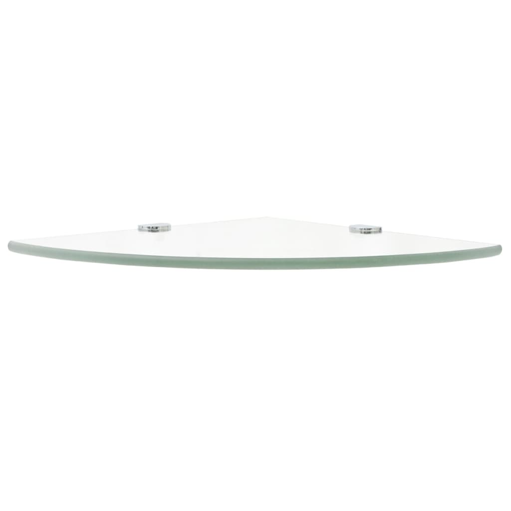 Prateleiras canto 2 pcs suportes cromados 25x25cm vidro transp.