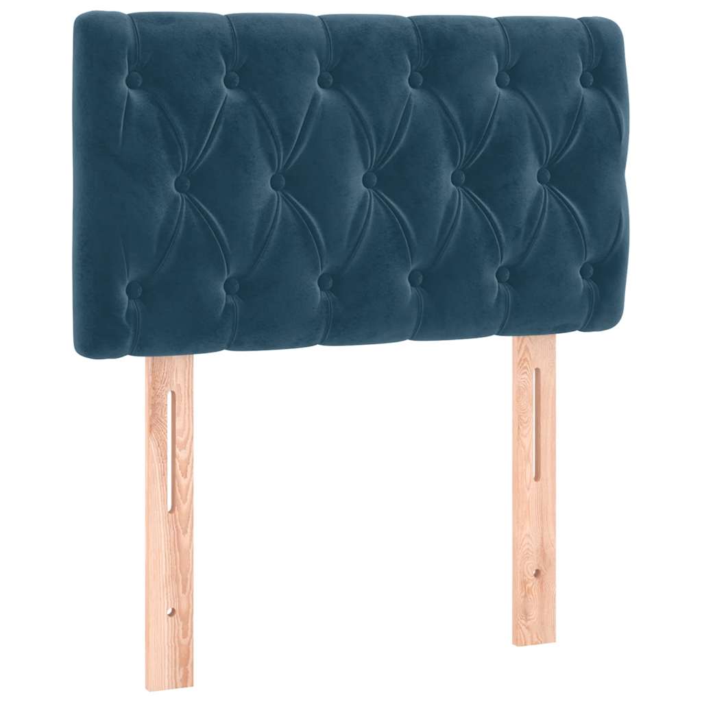 Cabeceira de cama c/ luzes LED veludo 80x7x78/88 cm azul-escuro