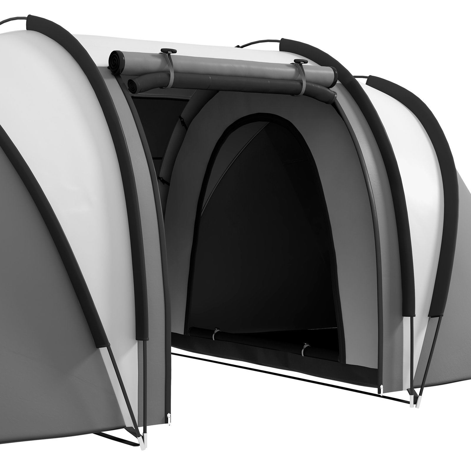 Tenda de campismo familiar para 4-5 pessoas impermeável 3000 mm com 2 quartos bolsa de transporte e gancho 450x220x180 cm cinzento