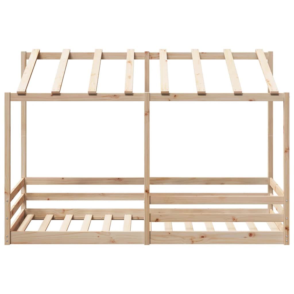 Cama infantil com telhado 100x200 cm madeira de pinho maciça