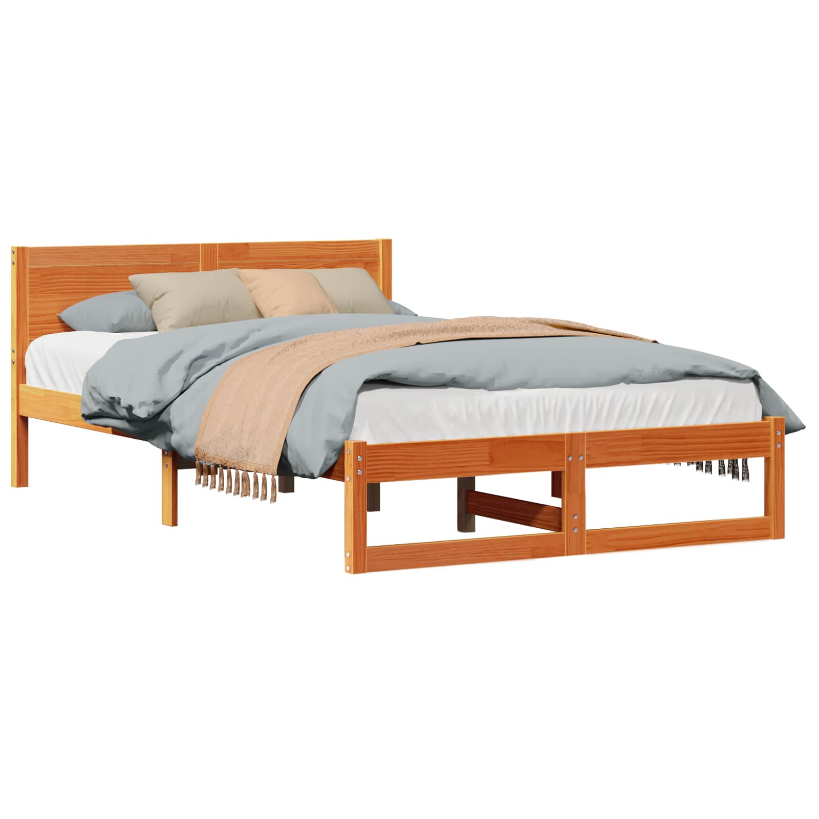 Estrutura da cama com cabeceira marrom cera 140 x 190 cm