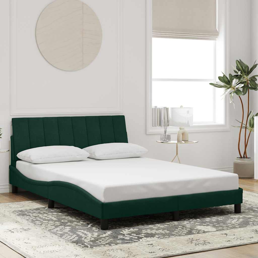Estrutura de cama sem colchão hanko 140x190 cm veludo verde-escuro