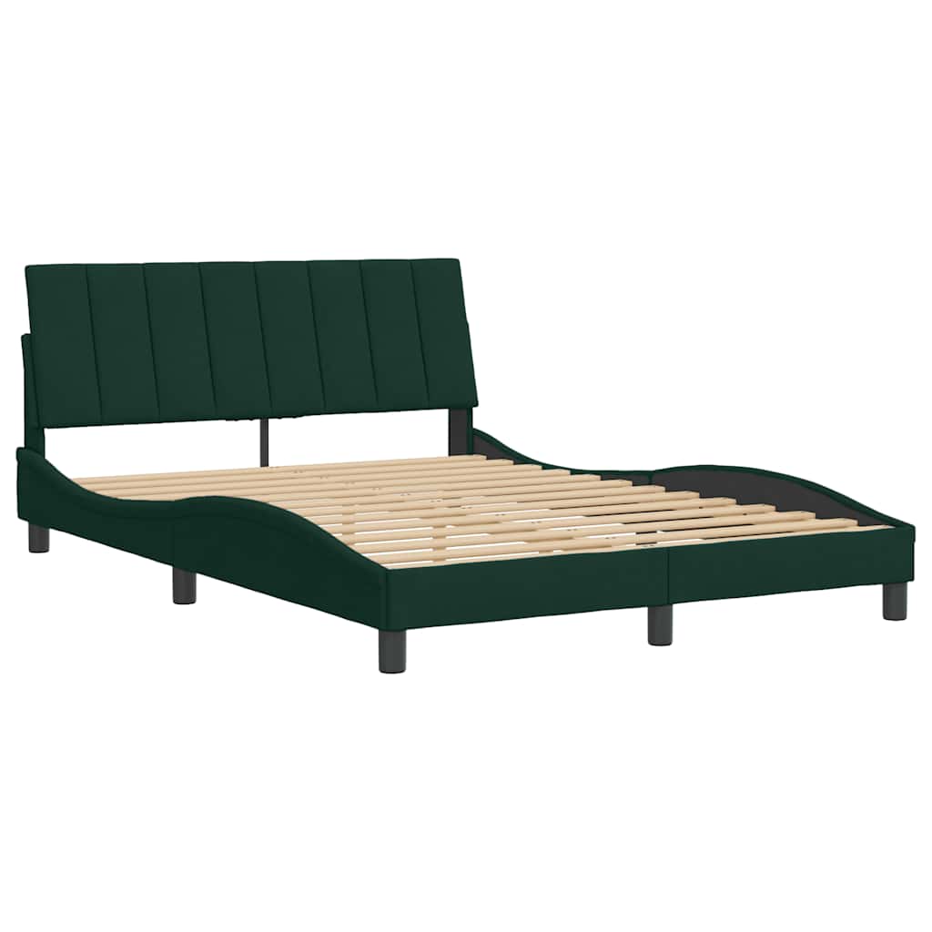 Estrutura de cama sem colchão hanko 140x190 cm veludo verde-escuro