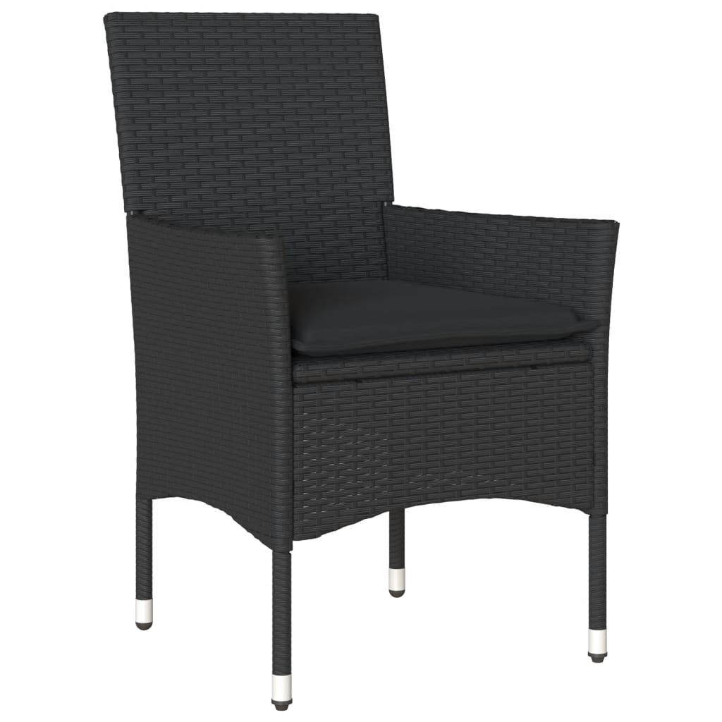7 Pcs conjunto jantar jardim c/ almofadões vime PE/acácia preto