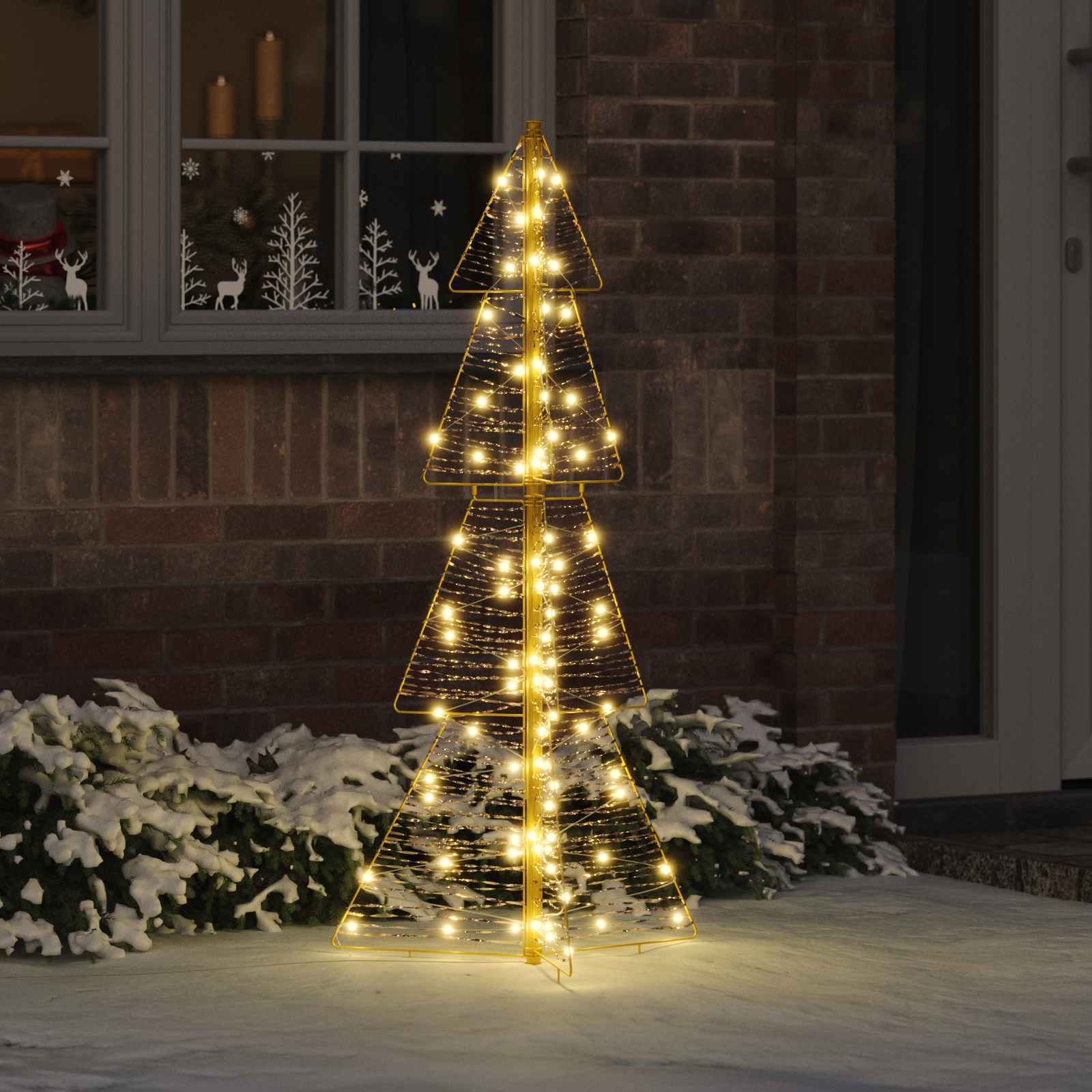 Árvore de natal com 100 leds branco quente 120 cm PET