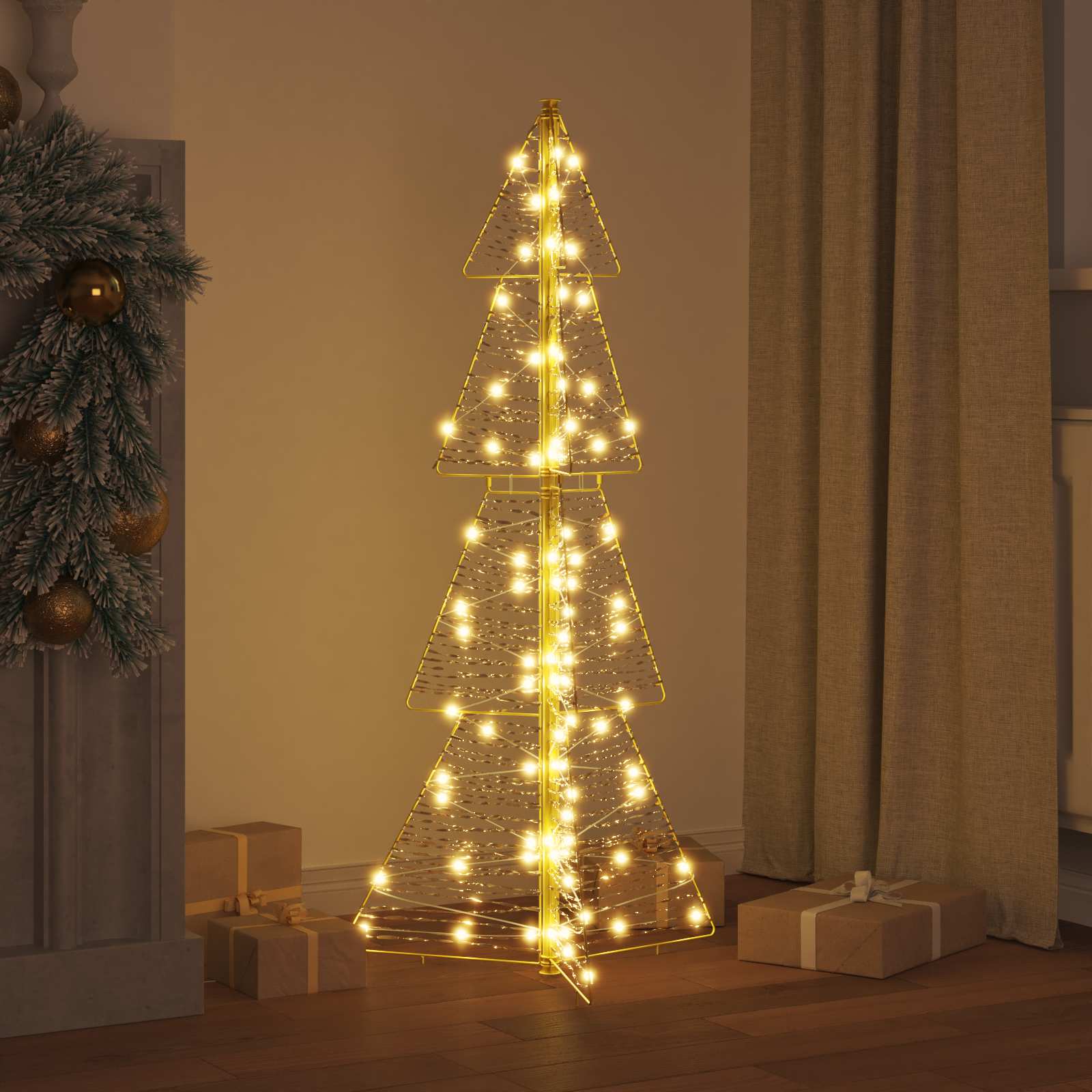 Árvore de natal com 100 leds branco quente 120 cm PET