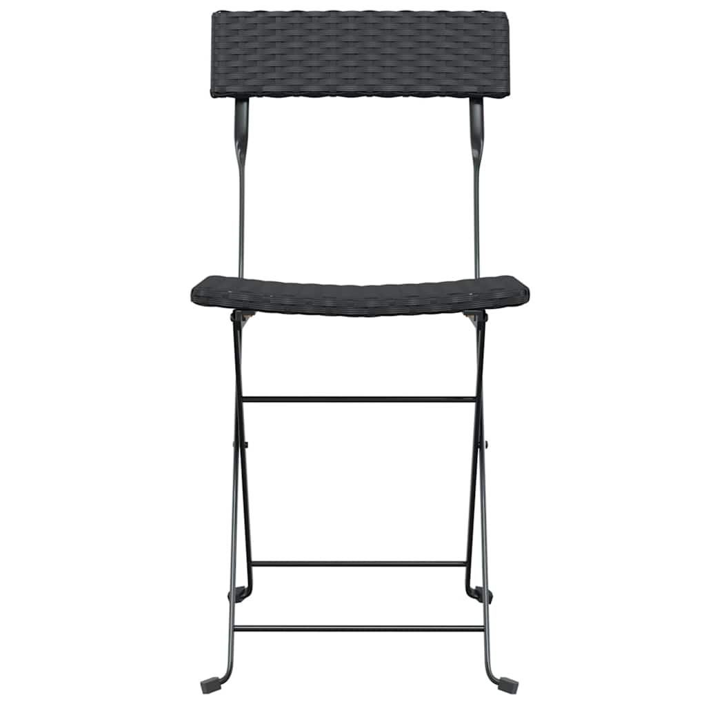 Cadeiras de bistrô dobráveis 2 pcs vime PE e aço preto