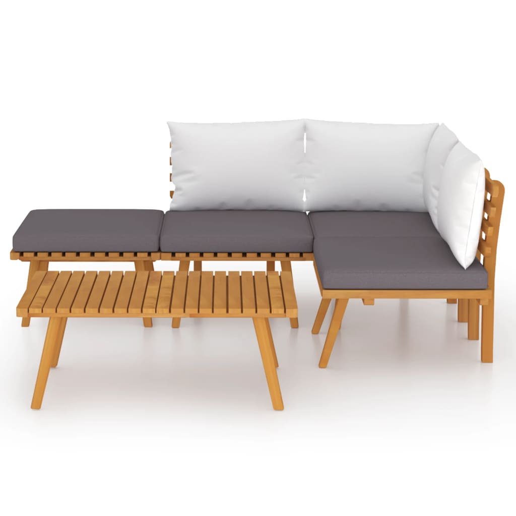 5 Pcs conjunto lounge de jardim c/ almofadões acácia maciça