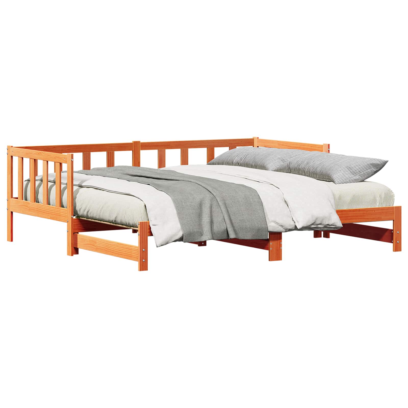 Cama de dia com puxador marrom cera 203,5 x 184 x 66 cm
