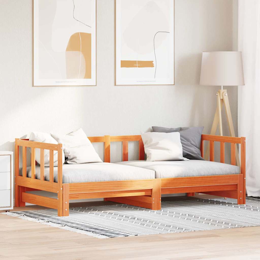 Cama de dia com puxador marrom cera 203,5 x 184 x 66 cm