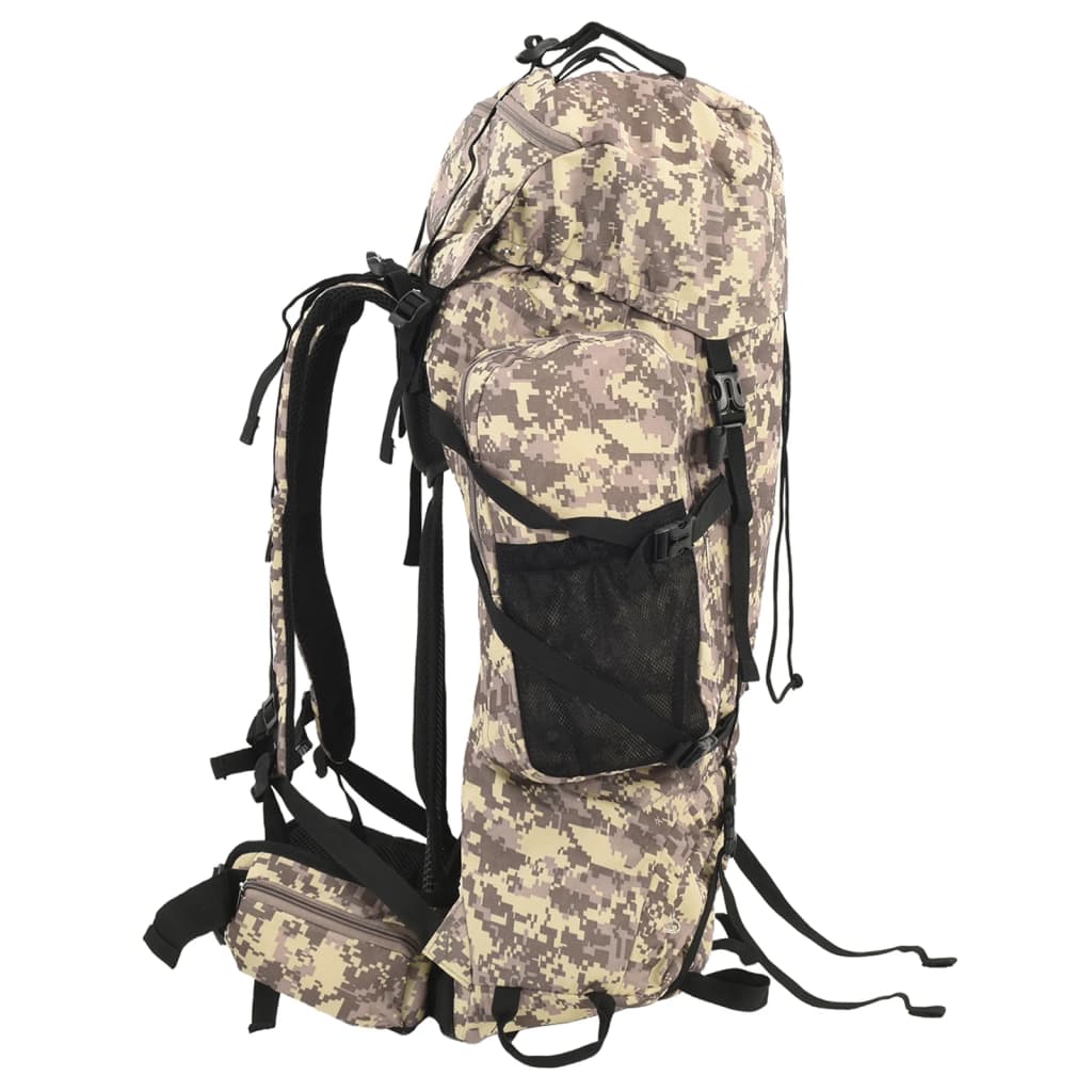 Mochila para caminhadas 80 l tecido oxford camuflagem castanha