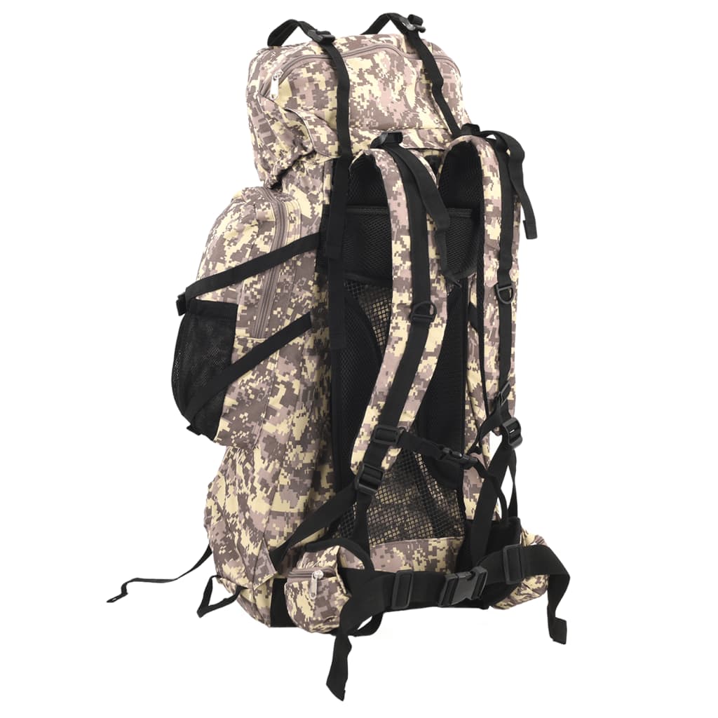 Mochila para caminhadas 80 l tecido oxford camuflagem castanha