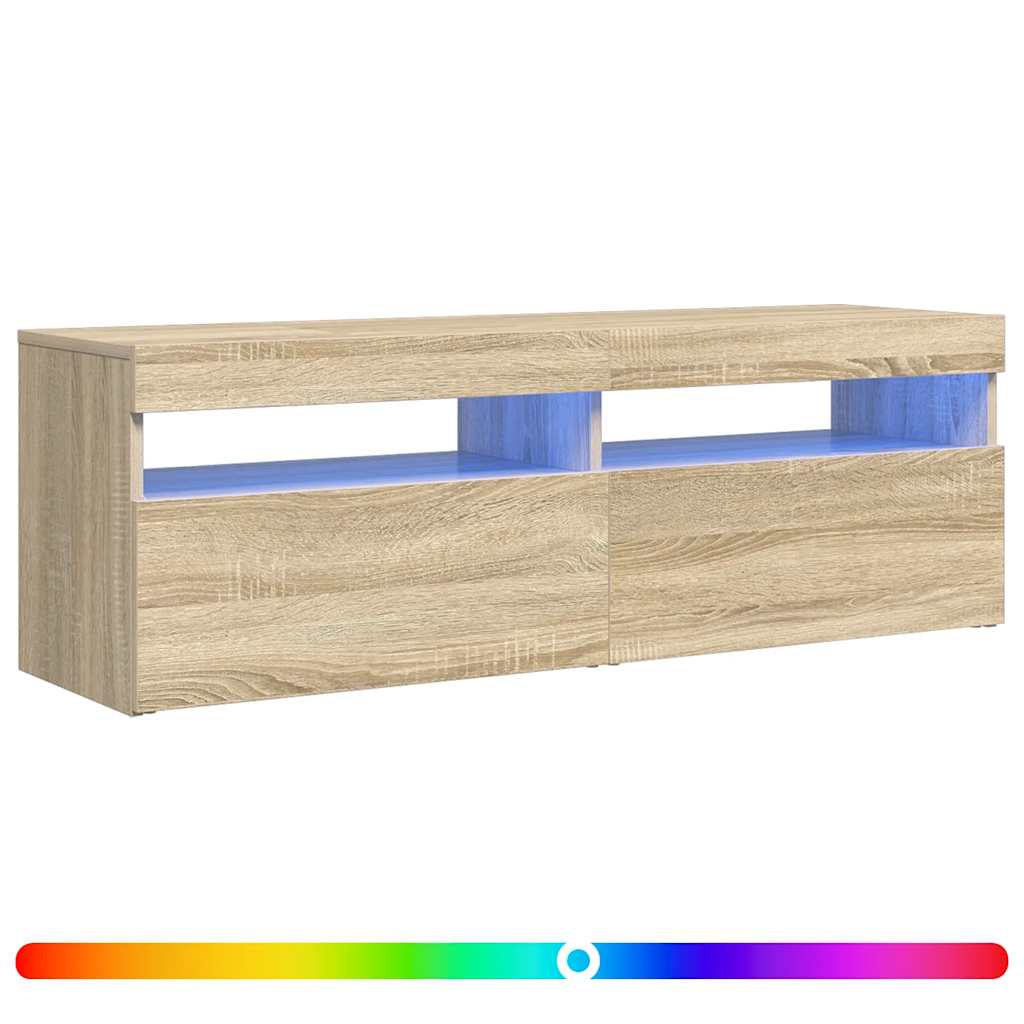 Móvel de TV com luzes LED 120x35x40 cm carvalho sonoma