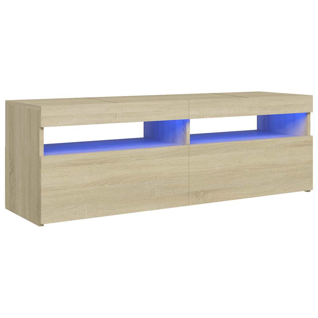 Móvel de TV com luzes LED 120x35x40 cm carvalho sonoma