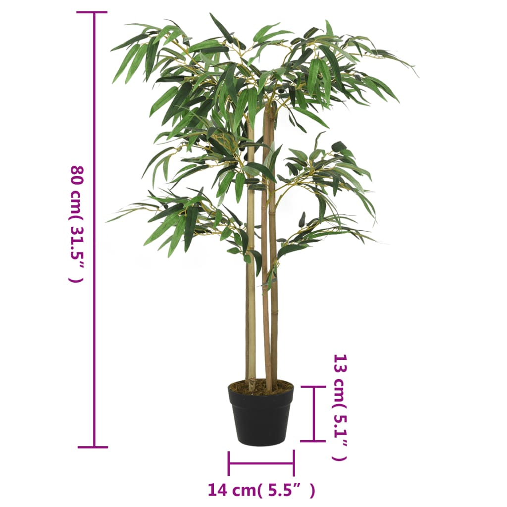 Árvore de bambu artificial 380 folhas 80 cm verde