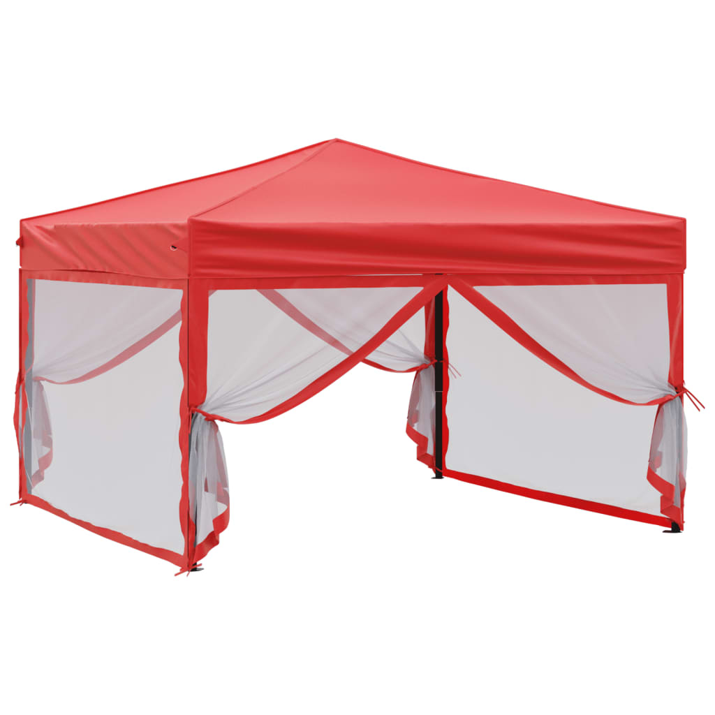 Tenda para festas dobrável com paredes laterais 3x3 m vermelho