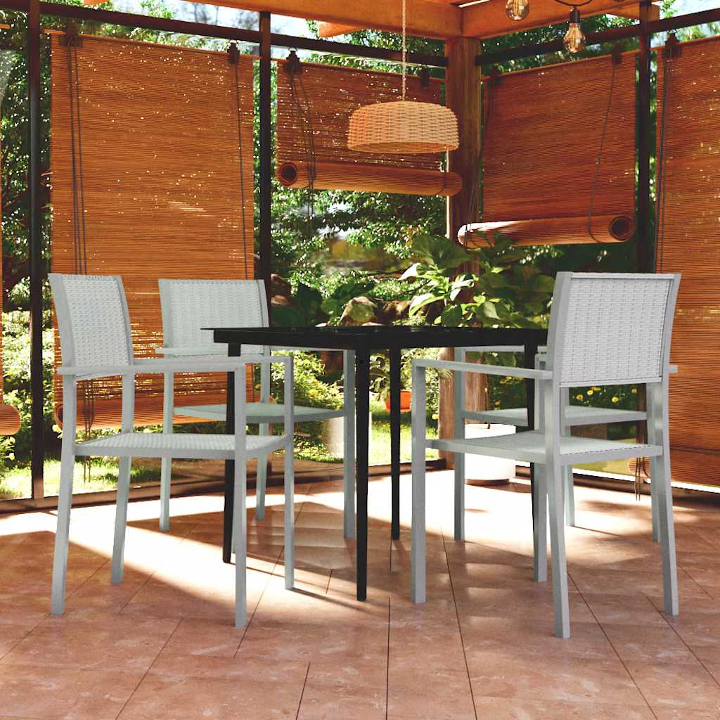 5 Pcs conjunto de jantar para jardim branco