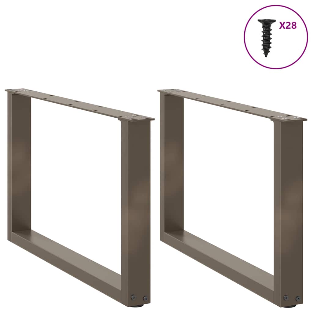 Pés para mesa de centro em formato de u, 2 peças, aço natural, 70x(42-43) cm, aço
