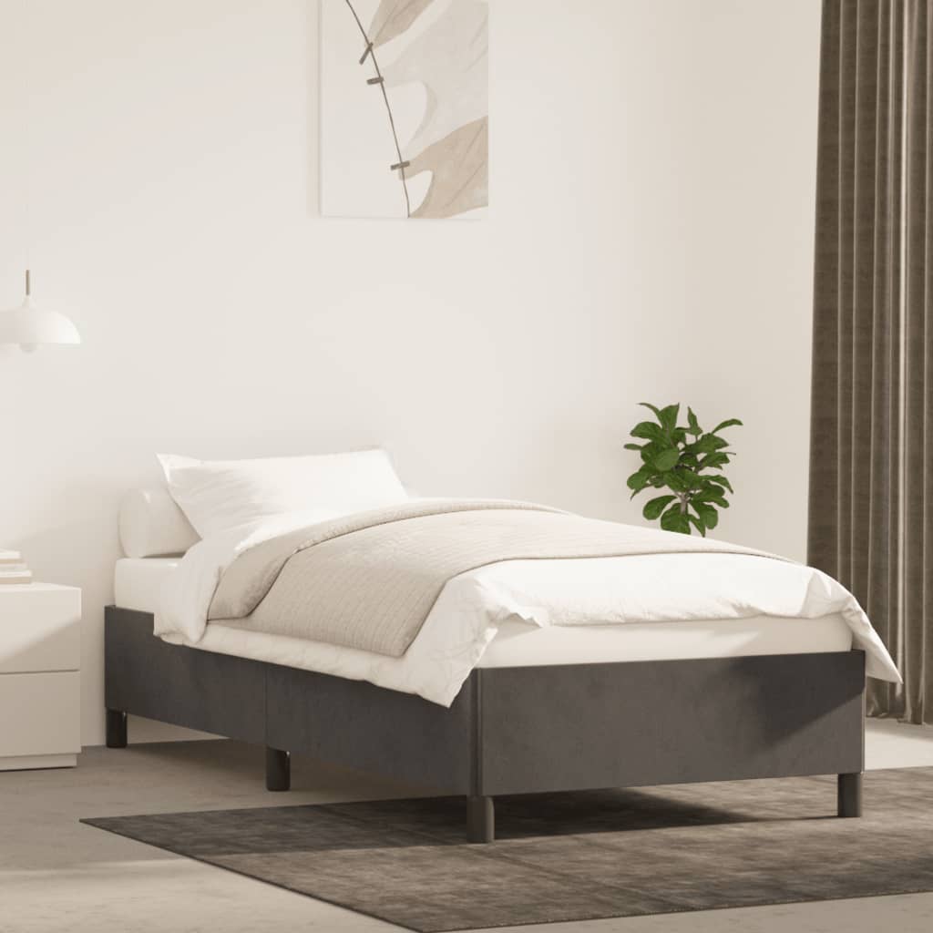 Estrutura de cama sem colchão 100x200 cm veludo cinzento-escuro